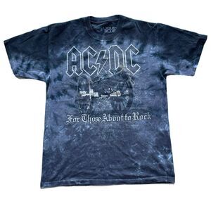 AC/DC Cannon For Those About to Rock Tie Dye Short Sleeve Crewneck Tee T-Shirt M